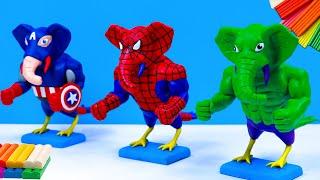 Parrot mix elephants superheroes Hulk, Spiderman, Captain America with clay  Polymer Clay Tutorial