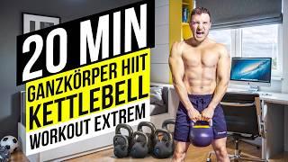 20 min. full body HIIT KETTLEBELL workout for at home | Extreme!