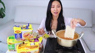 REAL MUKBANG MAGGI DARI MALAYSIA! - Kari, Tomyam, Asam Laksa, Ayam, Cili kg