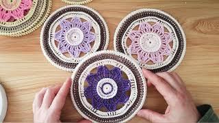 Şahane üç'lü takım mandala motif yapılışı / Tığ işi mandala motif modelleri / Dekorasyon fikirleri