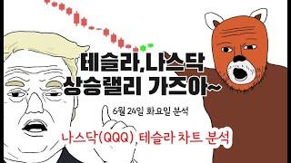 테슬라 "여기"까지 상승합니다(6/24 나스닥,테슬라 차트 분석)