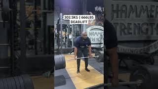 302.5KG (666lbs) PR double on deadlifts #powerlifting #motivation #deadlift