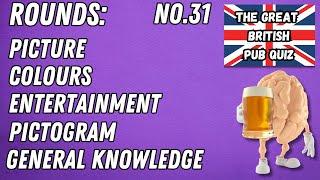 Great British Pub Quiz: Picture Round, Colours, Entertainment, Pictogram & General Knowledge #31