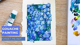 Simple Forget me not flowers painting  with Holbein gouache 