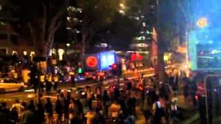 Crowds cheer as truck with Workers Party banner leaves Rally