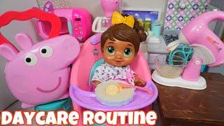 New Baby Alive doll Daycare morning Routine and packing baby bag
