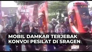 Mobil Damkar Kabupaten Sragen Terjebak Konvoi Motor Pesilat Saat Hendak Menuju Lokasi Kebakaran