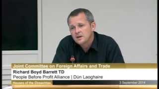 Richard Boyd Barrett TD challenges Israeli ambassador at Oireachtas committee