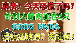 美股 崩溃？今天恐慌了吗？计划大幅内加仓2只，GOOG、NVDA！后面还跌吗！几个关键位置，一次讲清楚！