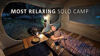 SOLO Camping in the RAIN FOREST -  Relaxing in a Cozy Tent by the Creek (ASMR sounds)