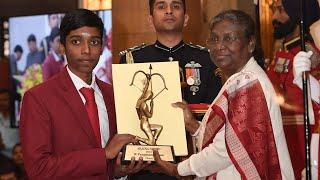 Praggnanandhaa receives the 2nd highest sporting honour in India - Arjuna award 2022