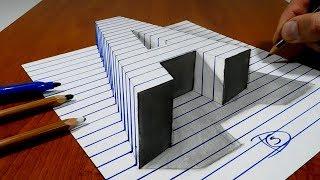 Draw a Letter "A" on Line Paper   3D Trick Art