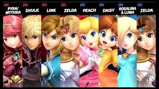 Pyra / Mythra and Shulk and Link and Zelda VS Peach and Daisy and Rosalina & Luma and Zelda Ultimate