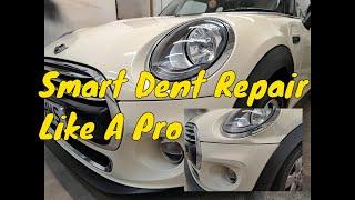 Mini bonnet, dent repair, step by step smart repair guide.