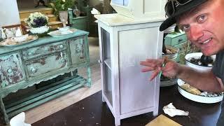 How to blend paint on furniture - folk art stamping - #summerdecor thrift flip