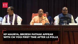 UP: KP Maurya, Brijesh Pathak appear with CM Yogi on stage first time after the Lok Sabha polls