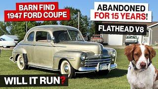 Barn Find 1947 Ford Coupe! Flathead V8 Engine Abandoned for 15 Years!! Will It Run?!? Stuck Valves!