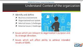 Context of the organization video training presentation internal external issues interested parties