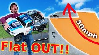 Worlds Biggest Petrol RC Car FLAT OUT jump