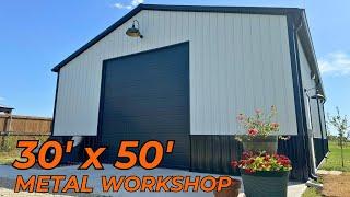 30x50 Metal Workshop Building | Metal Building and Concrete Tips for Car Lift | WolfSteel Buildings