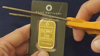 Opening 1 Oz Rand Refinery 24k Gold Bar (clank test)