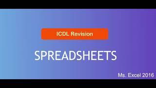 ICDL Spreadsheets( Ms Excel 2016 )-Exams (diagnostics Revision)