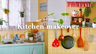 kitchen makeover｜self interior, Small & Cozy Kitchen Tour korea｜ painting, vintage, plant, ghibli