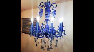 Antiguo Candil Cristal Réplica Descontinuado Baccarat Azul