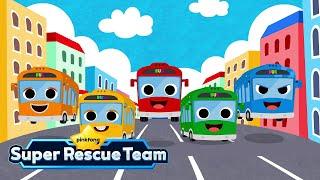 Five Little Buses Jumping On The Road | Bus Song |Pinkfong Super Rescue Team - Kids Songs & Cartoons