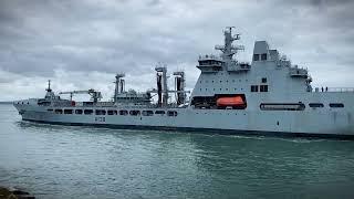RFA Tidesurge sails from Portsmouth
