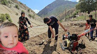 Beginner farmer.  Babak faces challenges in using agricultural tools