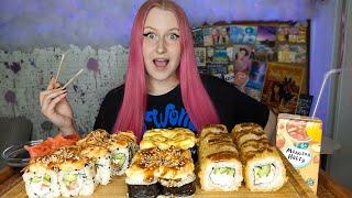 Мукбанг роллы  | Отпуск!| Mukbang Rolls, sushi