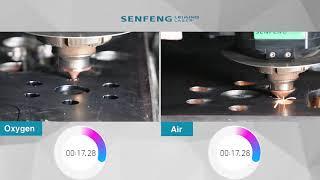 SENFENGLASER 12KW fiber laser cutter cut 10MM CS  O2 VS Air Cutting Comparison