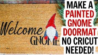 How to Paint a Doormat / Use Acrylic Paint DIY Doormat / DIY Gnome Doormat / Holiday Doormat Craft