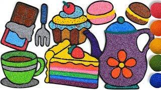 Coloring Cake, Tea Set with Foam clay for Kids, Children | Cupcake, fork, Piece of cake