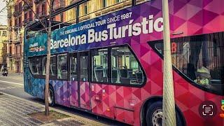 (4k) City tour by tourist bus (Barcelona)part1