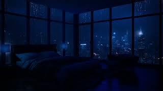 A Rainy Night - Relax Looking At The City In The Rain With Rain Sounds On The Window