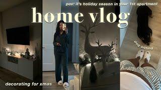 HOME VLOG  | decorating for xmas in my first apartment + diy candle making + decor shopping + more