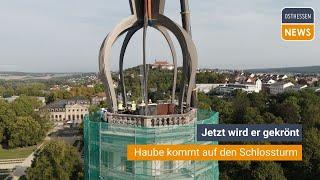 FULDA: Die Krone sitzt! 600.000 Euro teure Haube auf dem Schlossturm ist installiert