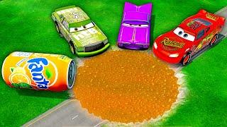 Mega Fanta Can Pit Vs McQueen and Pixar cars! BeamNG. drive!