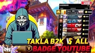 TAKLA B2K LIVE Stream - Grandmaster Super Hard Rank Push NEW PC PANEL #ff #freefire #panel #hack