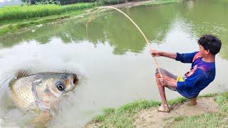 Best Fishing Video ~ Village Smart Boy Fishing With Hook ~ Traditional Hook Fishing