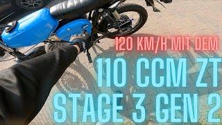 Simson ZT 110ccm Stage 3 Gen2 20 PS 120Km/h Vollgasfahrt läuft komplett Geisteskrank!|New Simsonshop