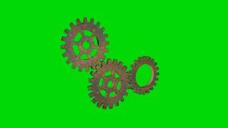 mechanical Metal Gears Animation Green Screen background Video