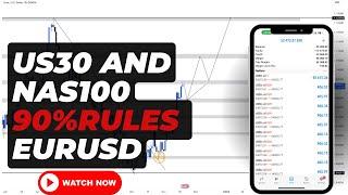 NAS100,US30 AND EURUSD UPDATE 90% RULE OF THE MARKET