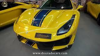 ferrari 488 pista spider yellow at Dourado Luxury Cars in Dubai