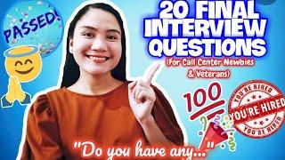 20 CALL CENTER FINAL INTERVIEW QUESTIONS FOR NEWBIES AND VETERANS 2024 | NAYUMI CEE 