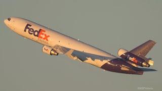 32 Year Old FedEx MD-11F Sunrise Runway 17 Takeoff - N522FE - Predawn Landing FDX1407