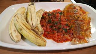 Roasted plantain (Bole) and fish recipe with pepper sauce