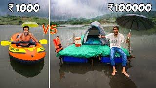 Survival Battle in Heavy Rain: Cheap vs Luxury Boat House Camping